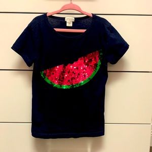 Navy Tee with sequin watermelon